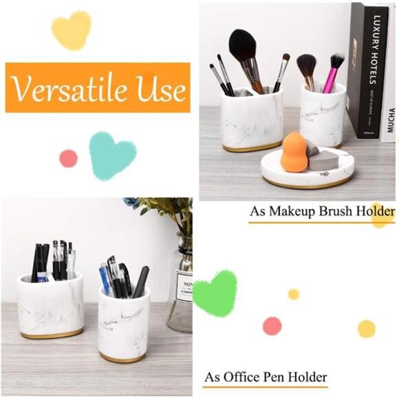 Bathroom Accessories Set, 5 Pcs Marble Look Bathroom Sets for Counter - Picture 5 of 8